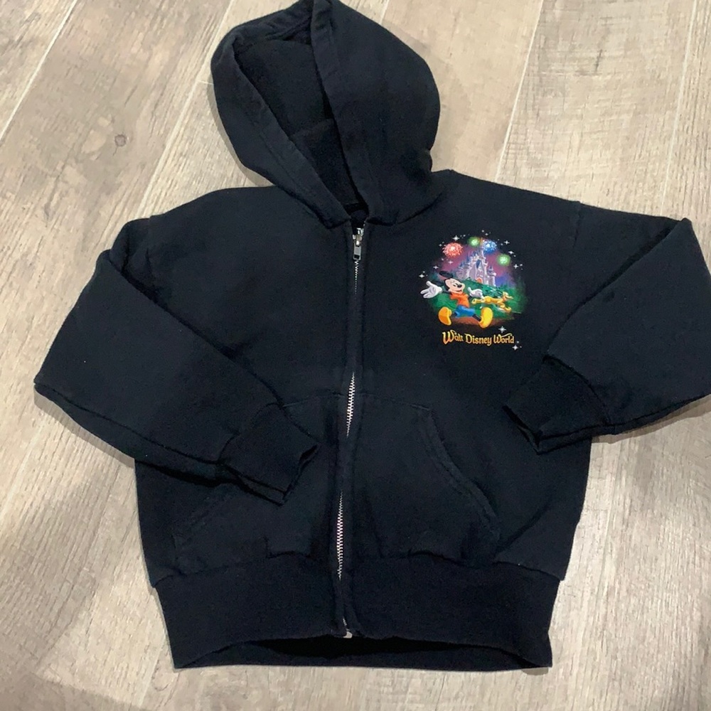 Kids Disney World graphic long sleeve zip hoodie